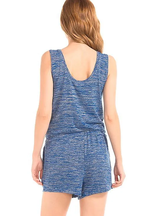 GAP Women Blue Softspun Knit Scoop Back Romper