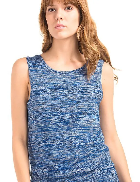 GAP Women Blue Softspun Knit Scoop Back Romper