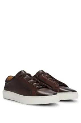 Gary grained-leather low-top trainers with branded metal lace loop