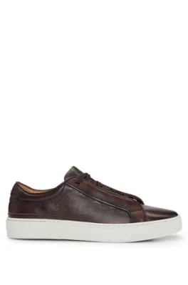 Gary grained-leather low-top trainers with branded metal lace loop