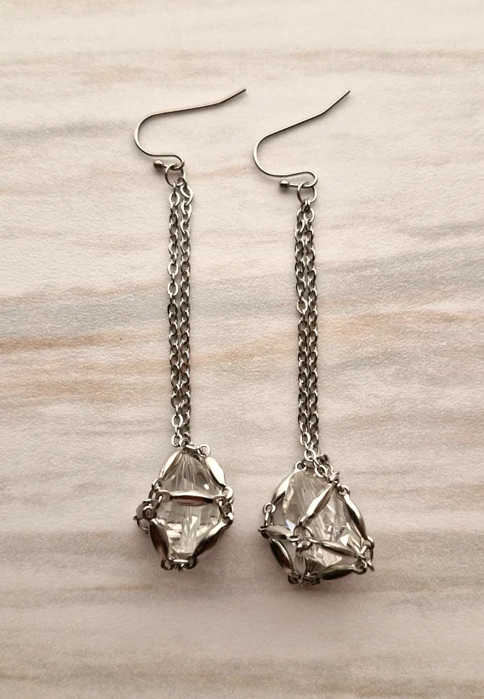 Gem Web Single Drop Earrings