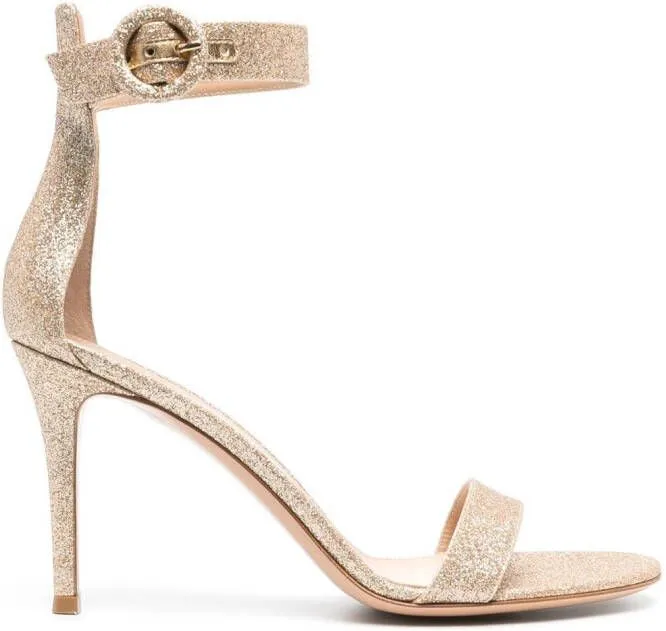 Gianvito Rossi Portofino 90 glitter sandals Gold