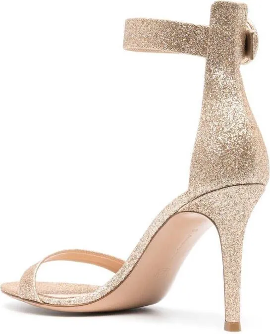 Gianvito Rossi Portofino 90 glitter sandals Gold