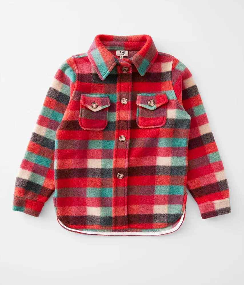 Girls - BKE Plaid Fleece Shacket