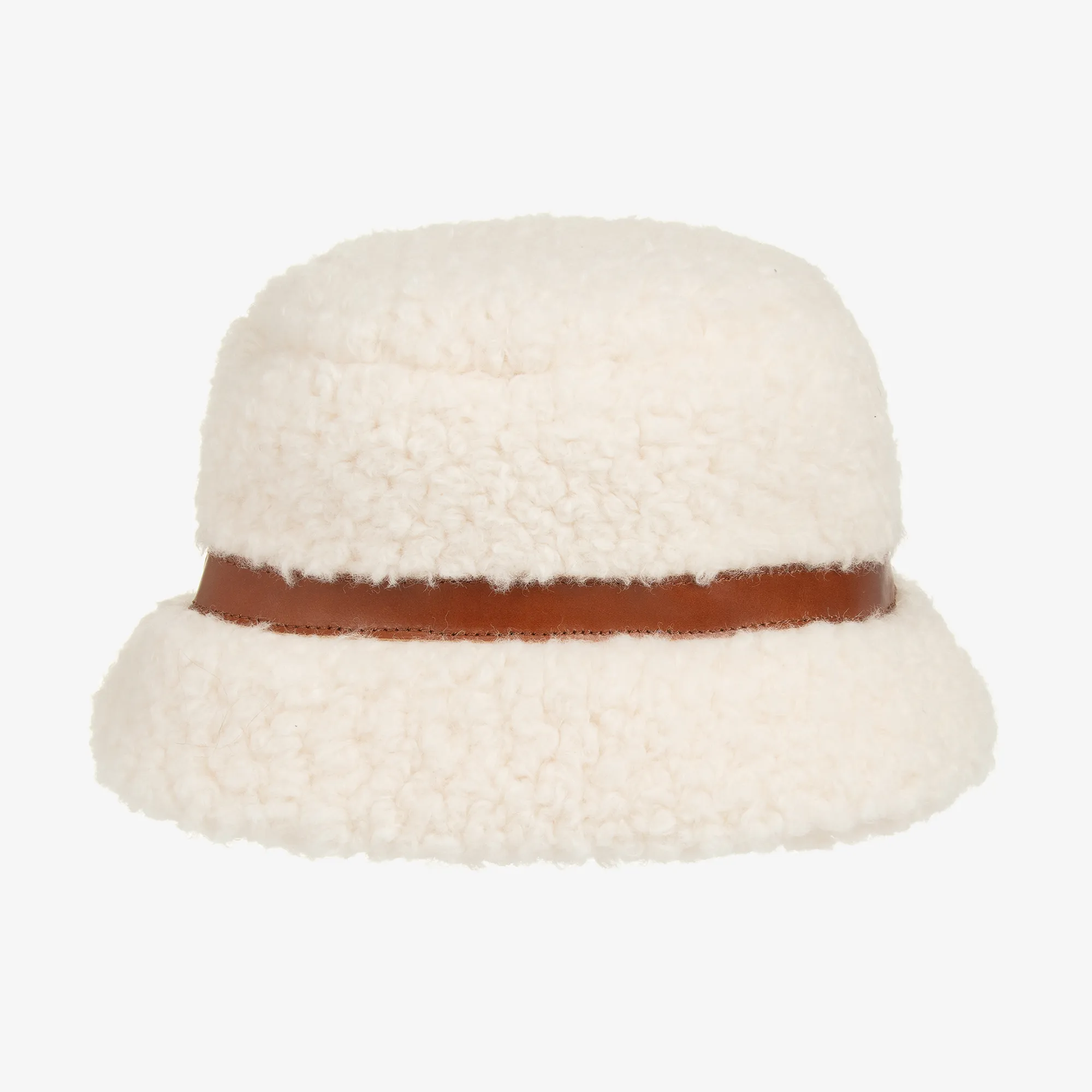 Girls Ivory Sherpa Fleece Bucket Hat