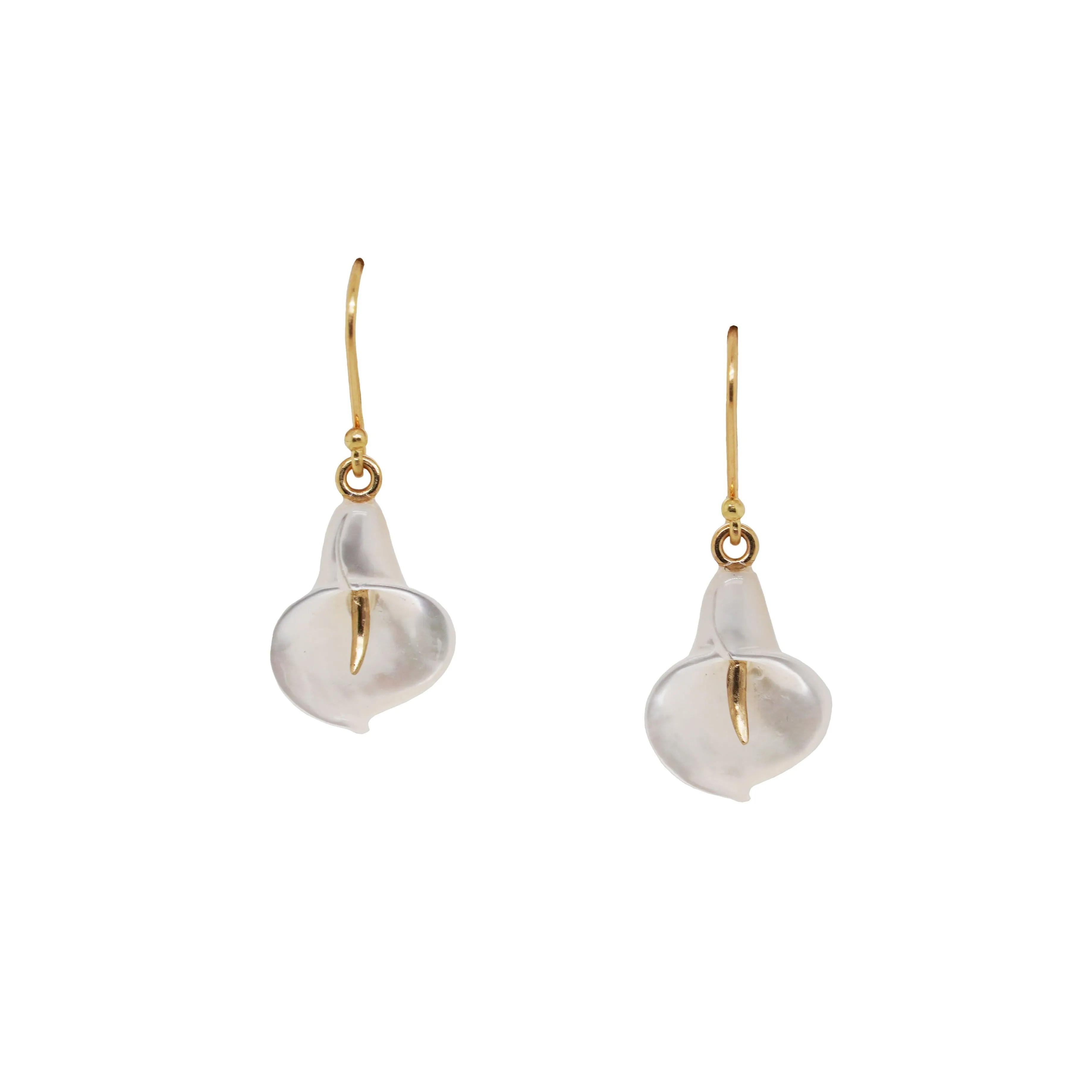 Gold and Mother of Pearl Calla Lily Earrings