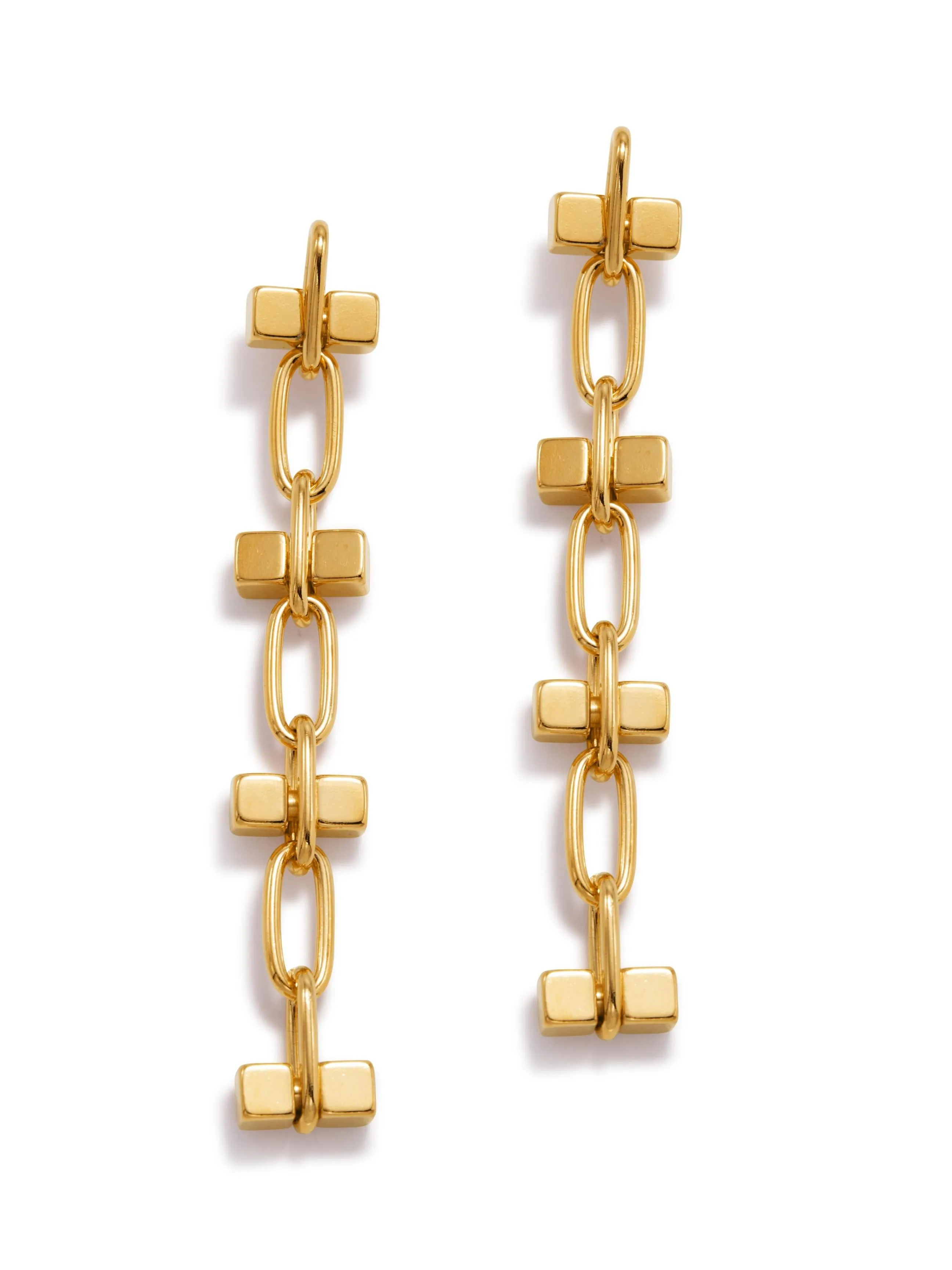 Gold Blockbuster 4 Block Post or Clip-on Earrings