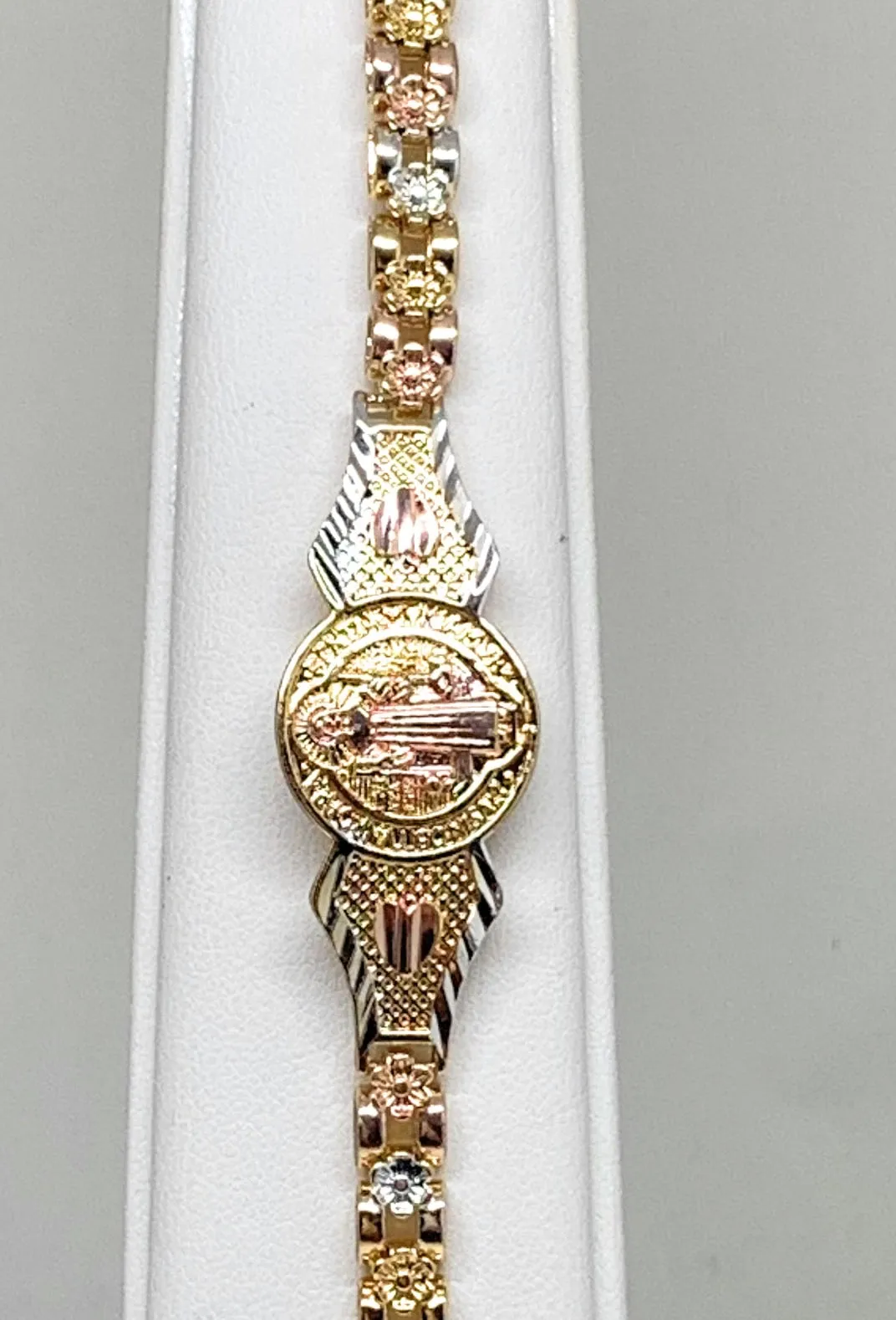 Gold Plated Tri-Color Saint Benedict Bracelet San Benito Pulsera  Oro Laminado 8