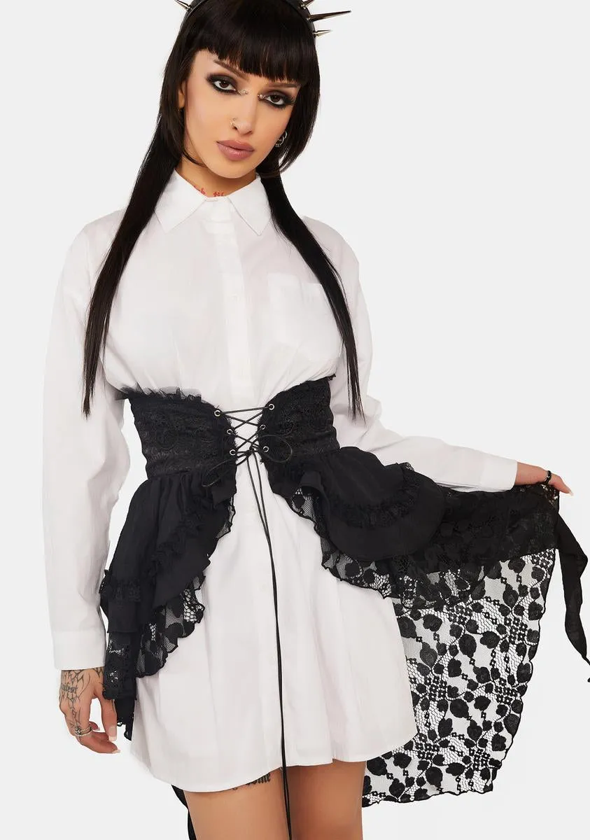 Gothic Luxe Frilly Tail High Low Tunic Skirt-