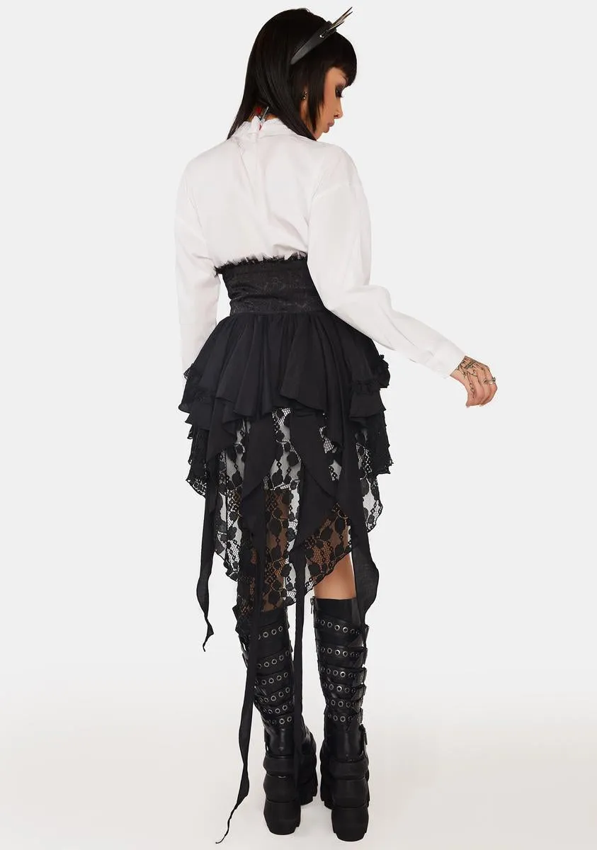 Gothic Luxe Frilly Tail High Low Tunic Skirt-