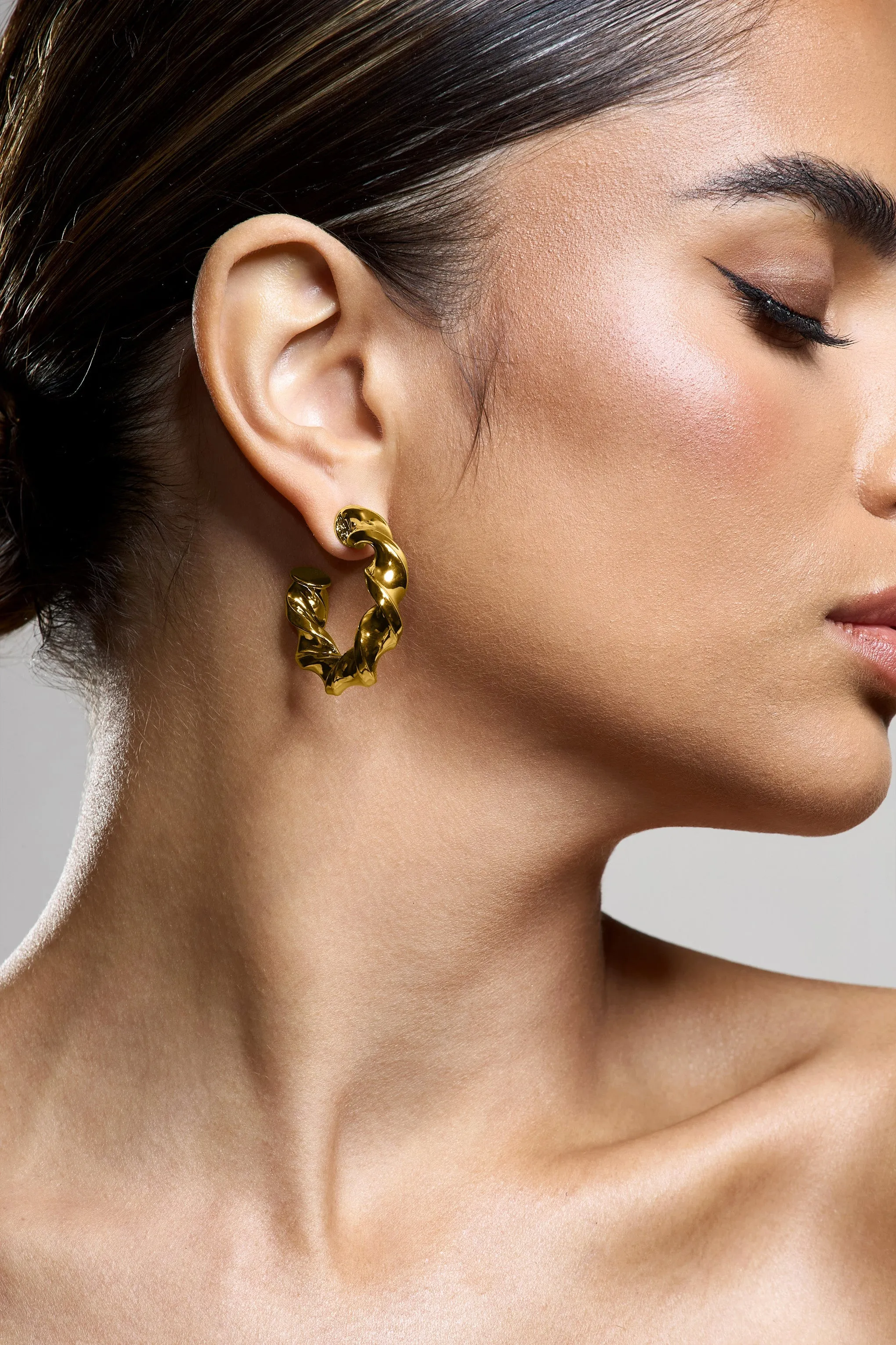 Greta | Gold Twisted Hoop Earrings