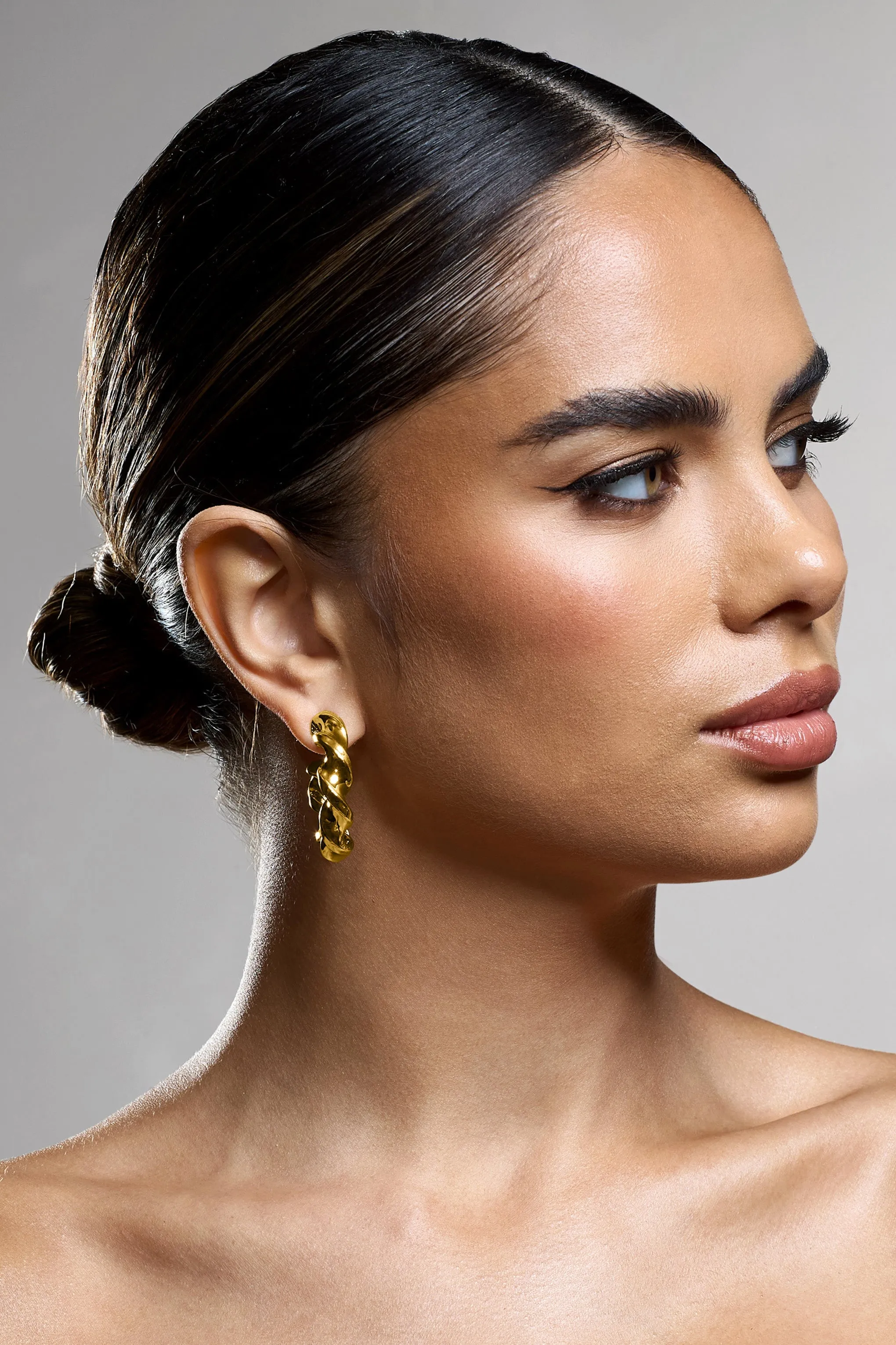 Greta | Gold Twisted Hoop Earrings