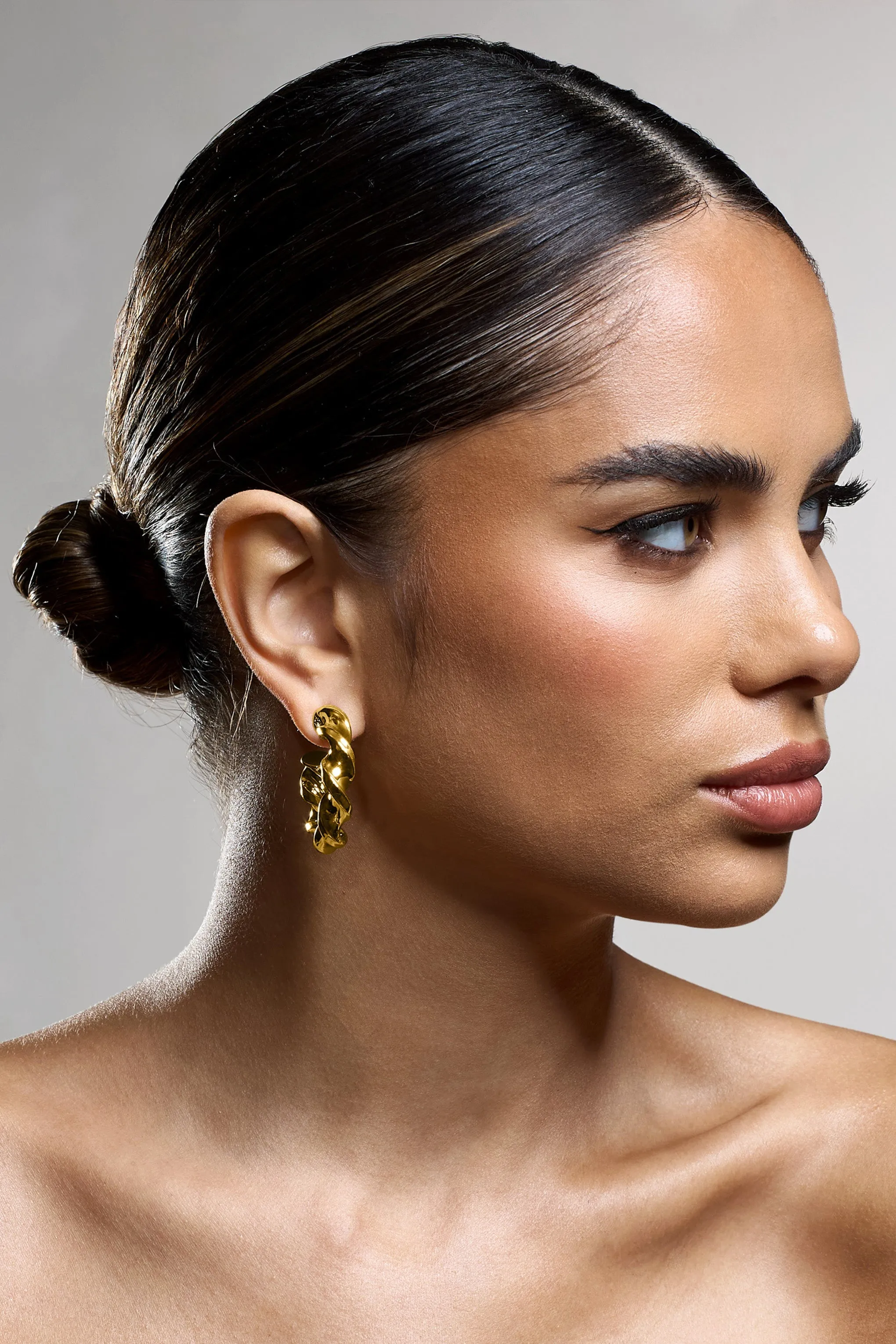 Greta | Gold Twisted Hoop Earrings