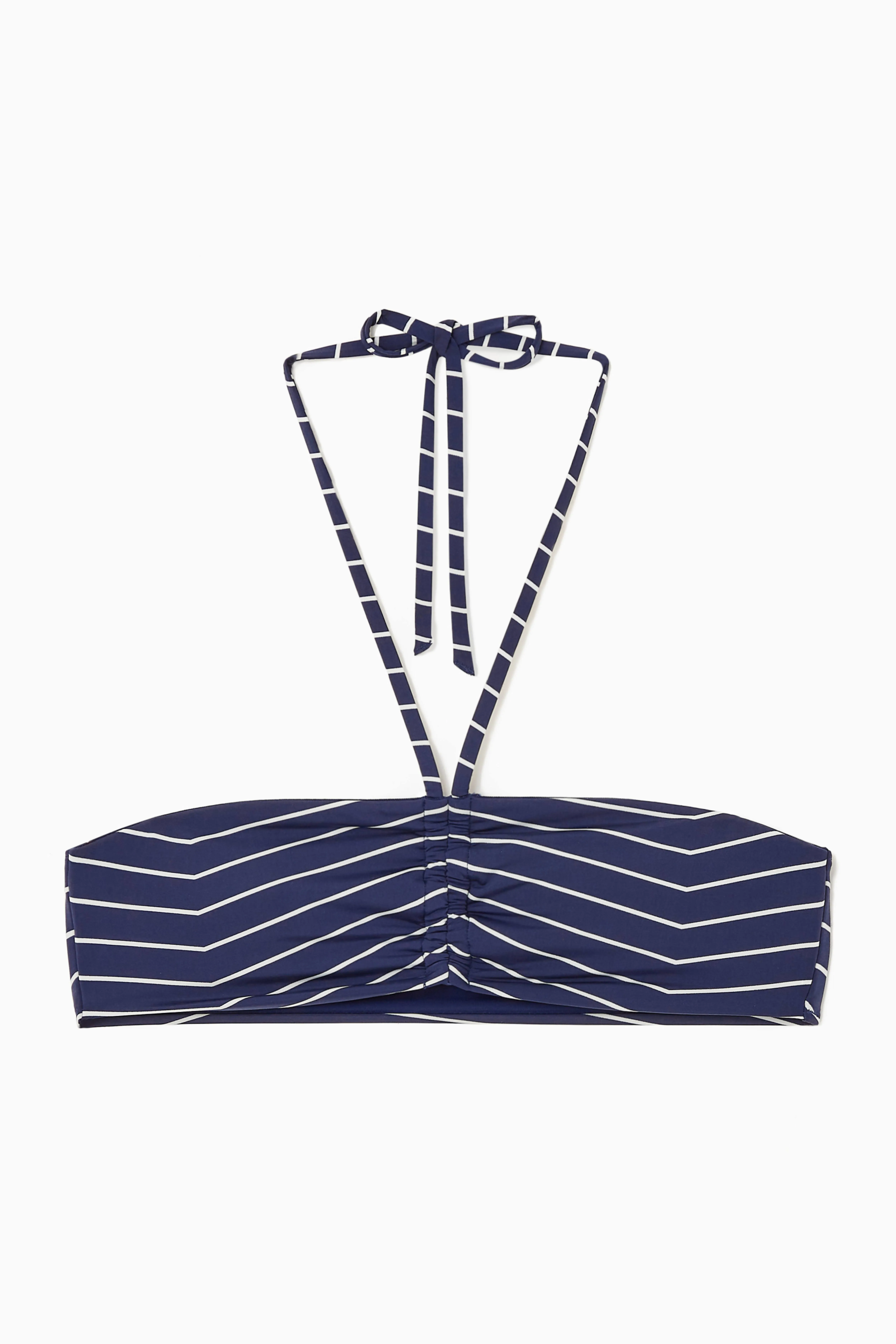 HALTERNECK BANDEAU BIKINI TOP - Halterneck - Sleeveless - NAVY / STRIPED - Ladies | H&M GB