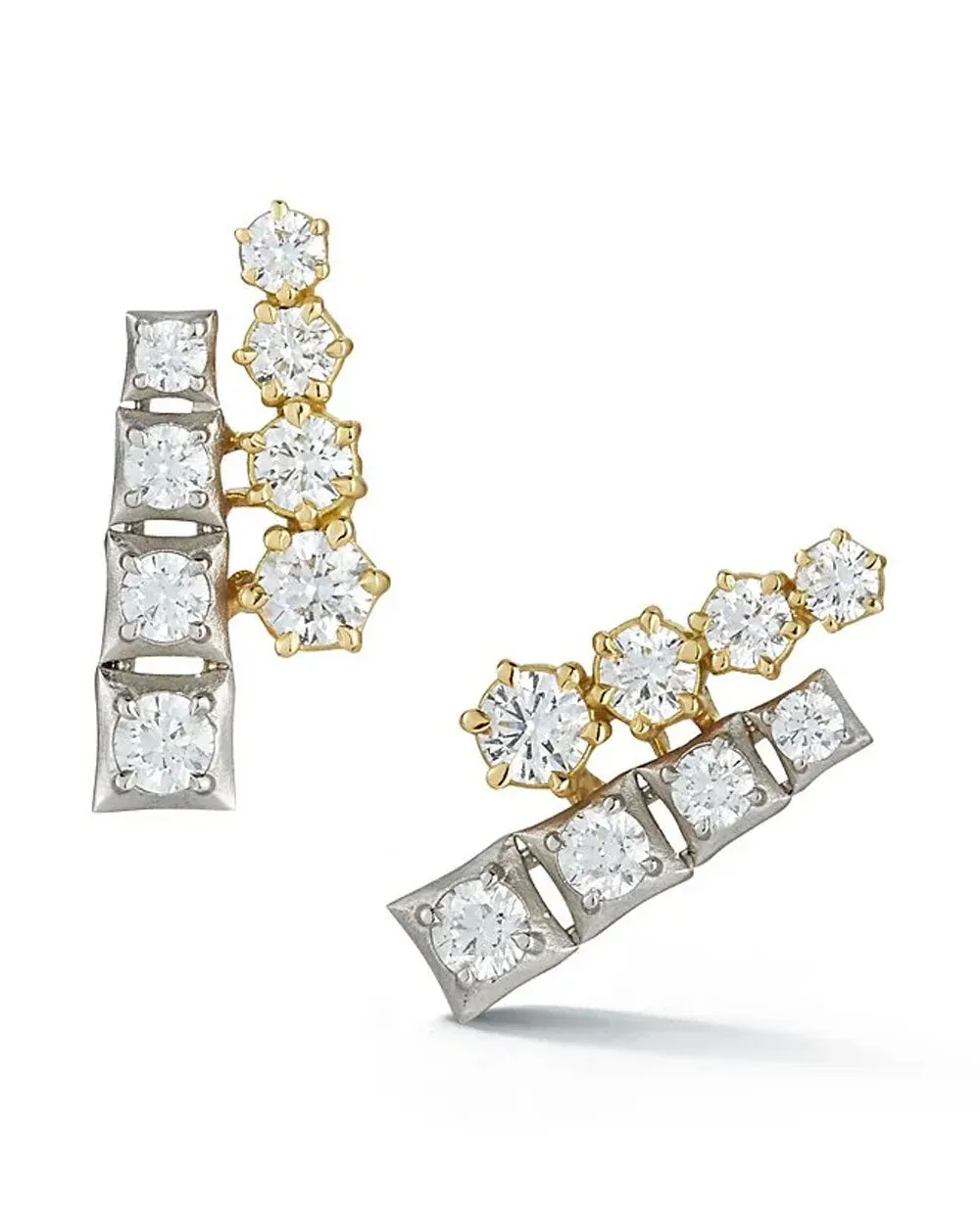 Harlow Two Tone Diamond Stud Earrings