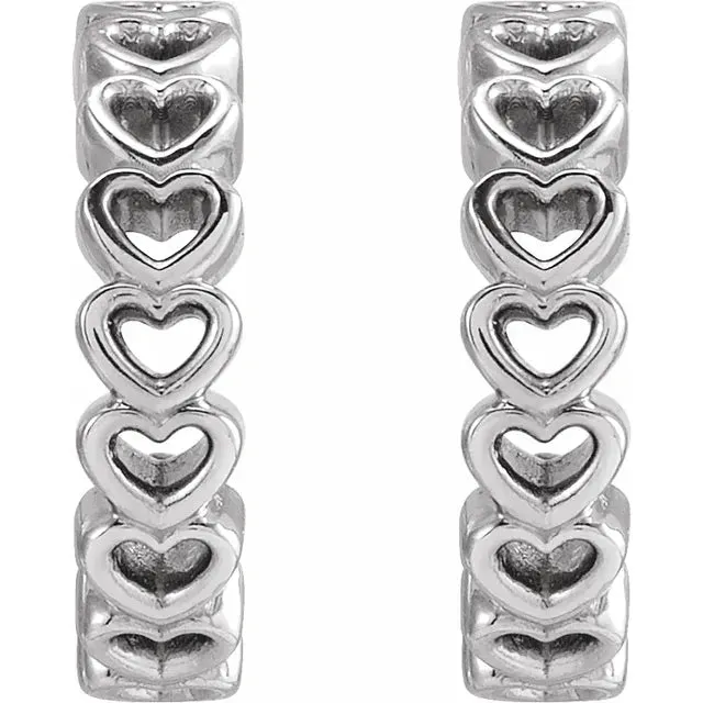 Heart Design Hoop Huggies Hoop Earrings