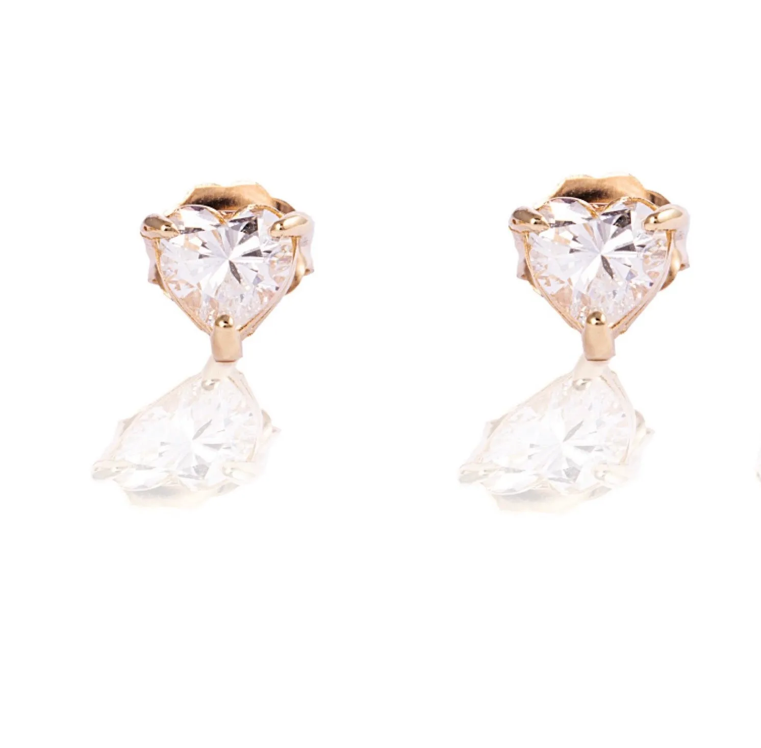 Heart Diamond stud earrings (pair or single)