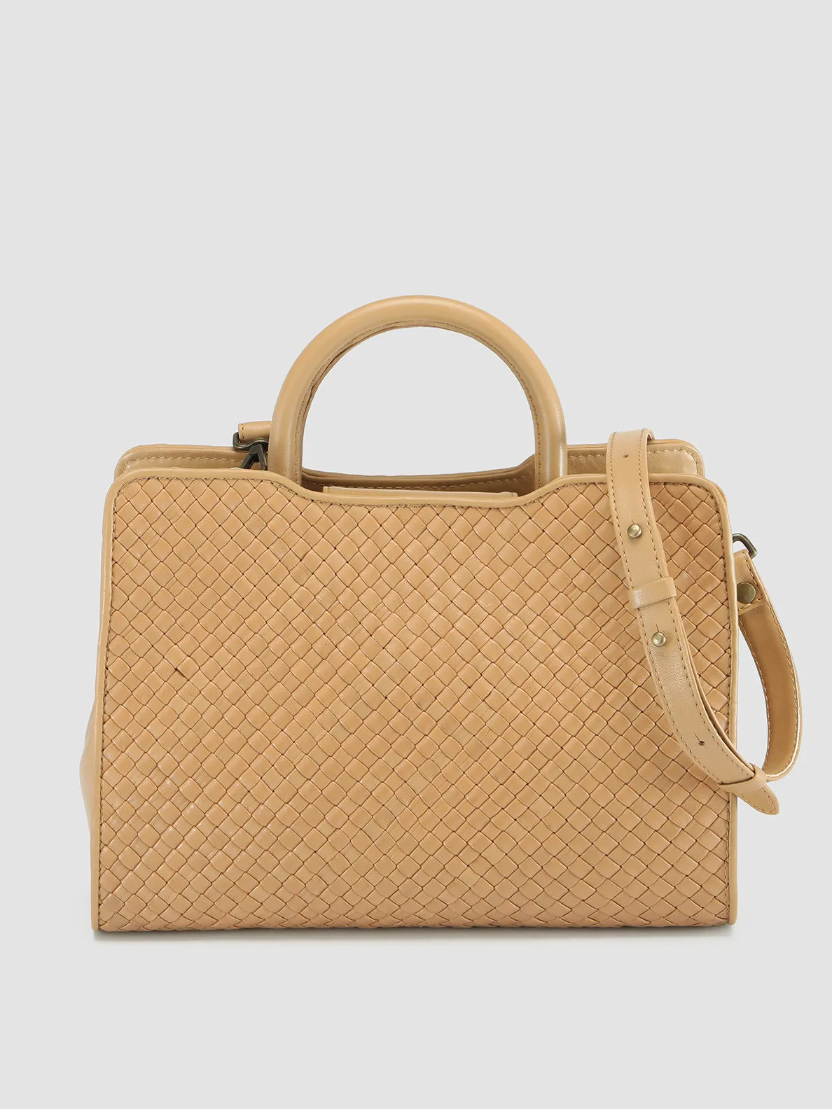 HELEN 025 - Brown Woven Leather Hand Bag