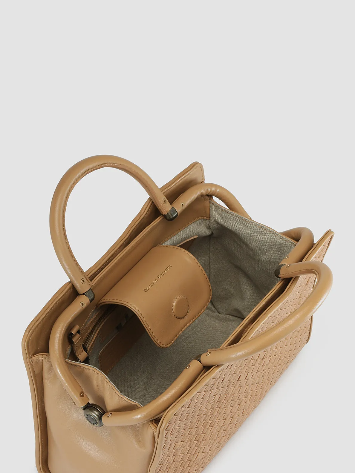 HELEN 025 - Brown Woven Leather Hand Bag