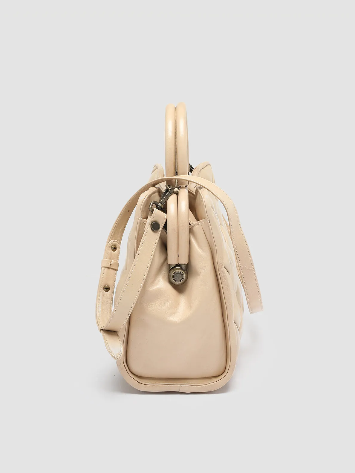 HELEN 025 Massive - Ivory Woven Leather Hand Bag