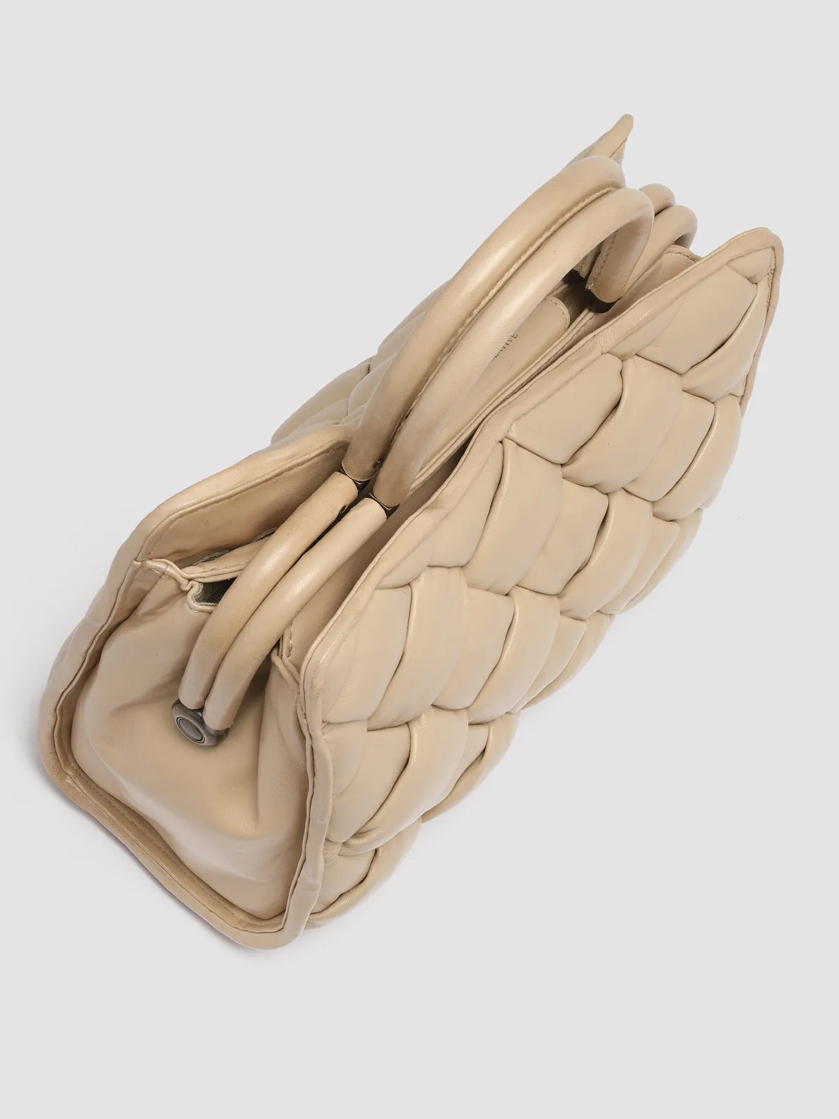 HELEN 025 Massive - Ivory Woven Leather Hand Bag