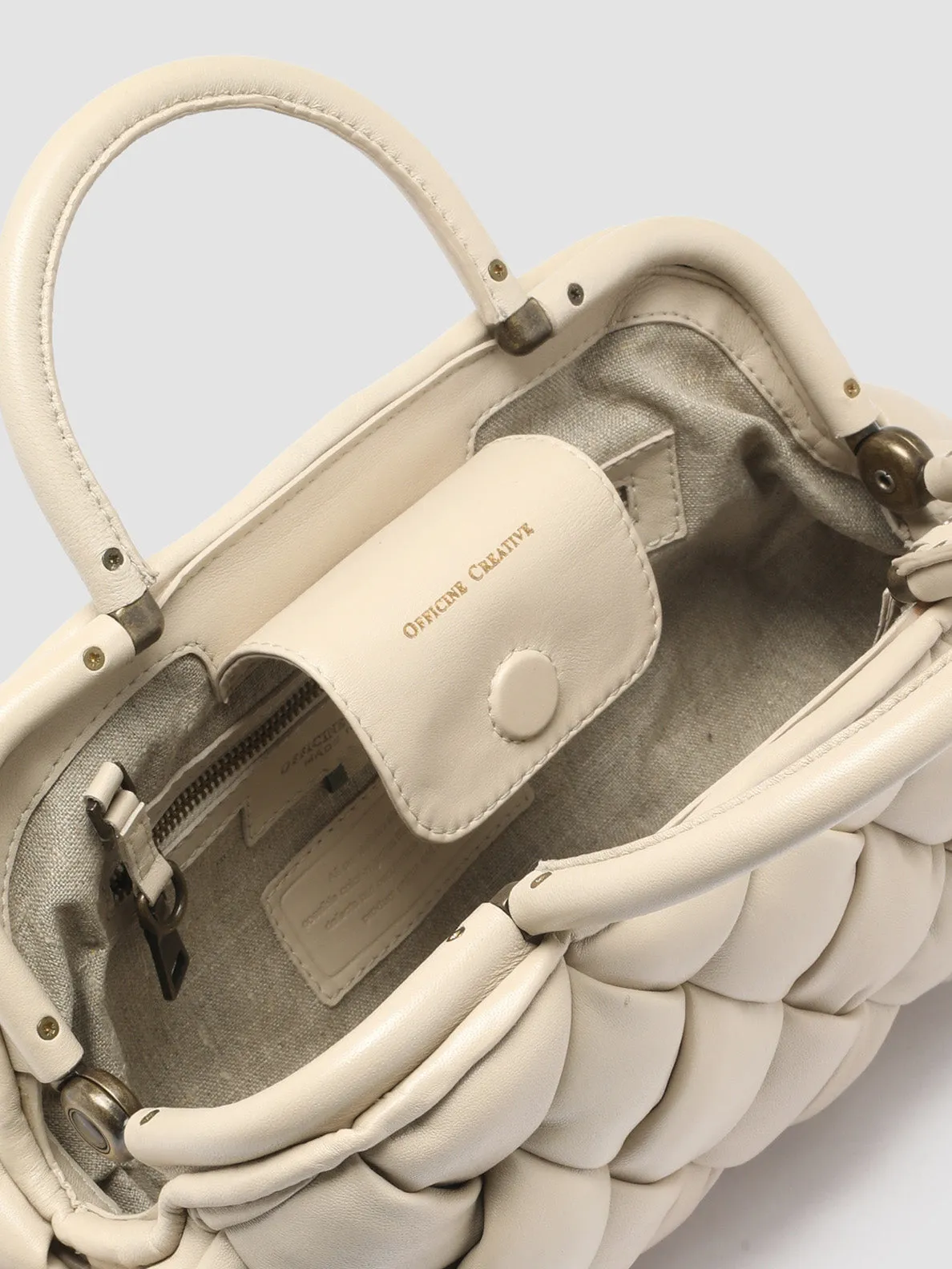 HELEN 21 - White Leather Handle Bag