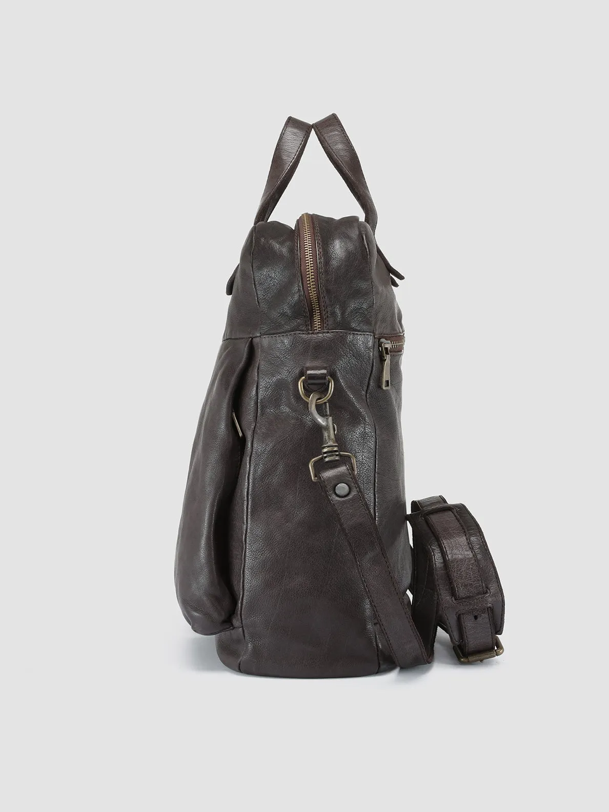 HELMET 041 - Brown Leather Handle Bag