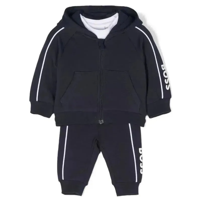 Hugo Boss Baby - Boys Logo Print Tracksuit Set, Pale Blue