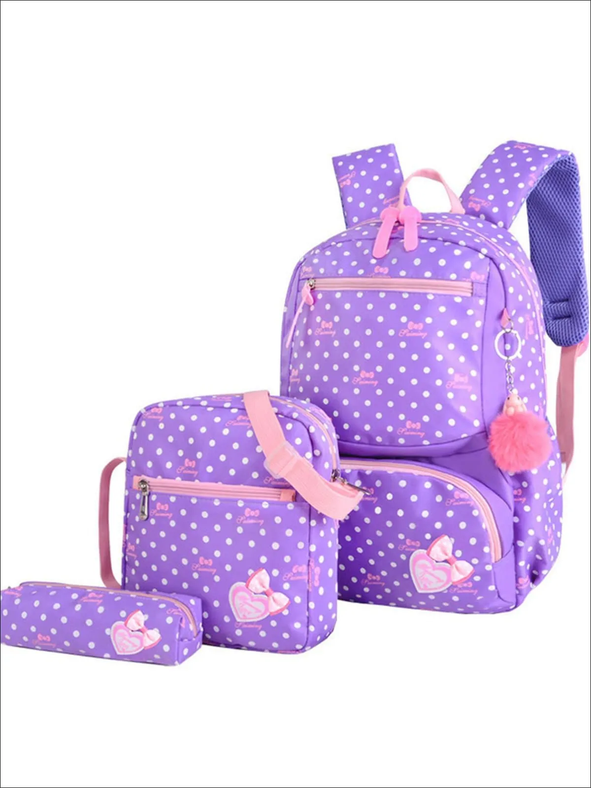 I Heart Polka Dots 3pc Backpack Set