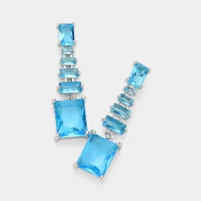 iLLASPARKZ CZ Emerald Cut Stone Dangle Evening Earrings