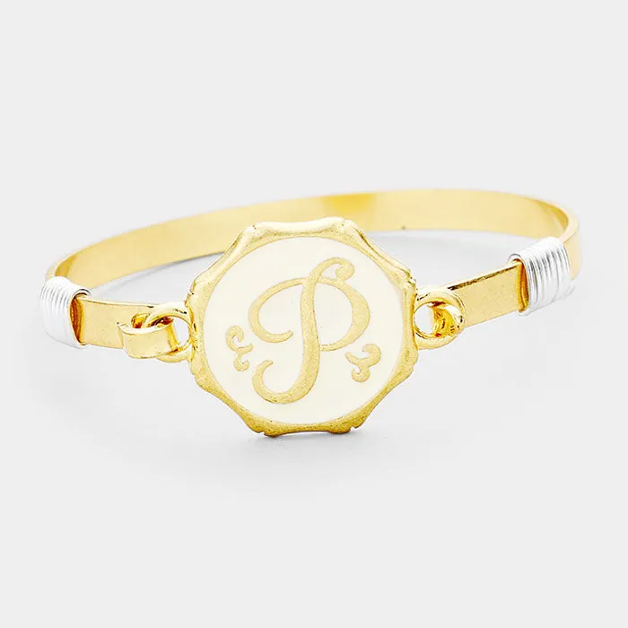 iLLASPARKZ 'P' Acrylic Monogram Metal Disc Hook Bracelet