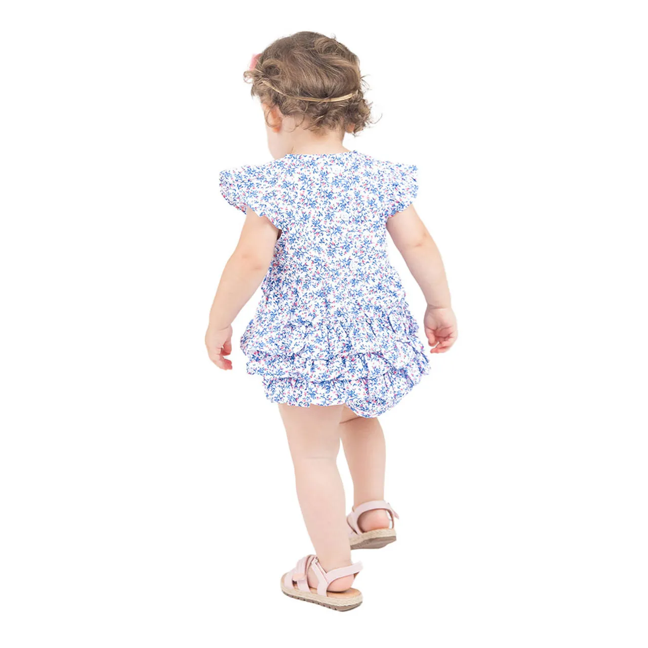 Infant/Toddler RuffleButts Cottage Tea Time Sleeveless Waist Ruffle Romper