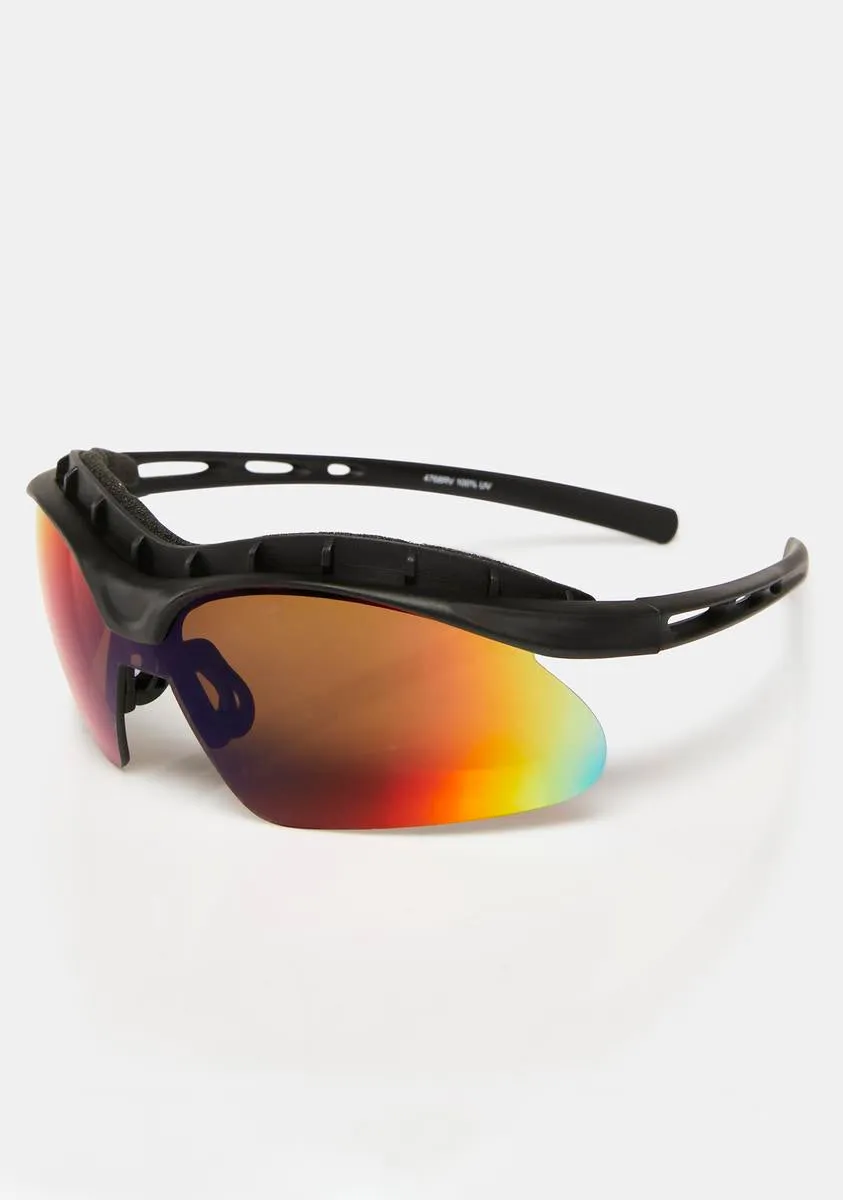 Iridescent Mirror Shield Sunglasses-