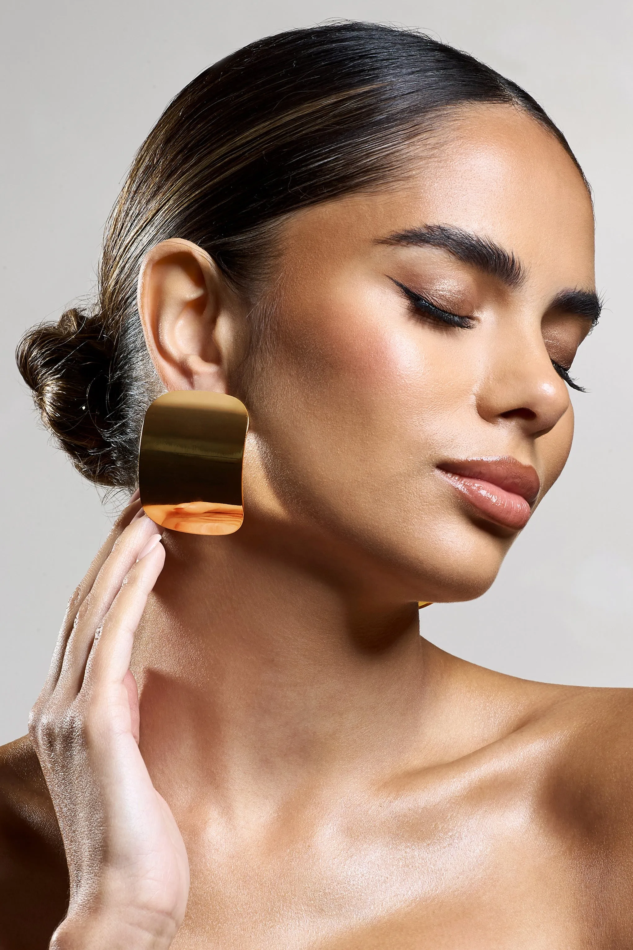 Jasper | Gold Rectangle Statement Earrings