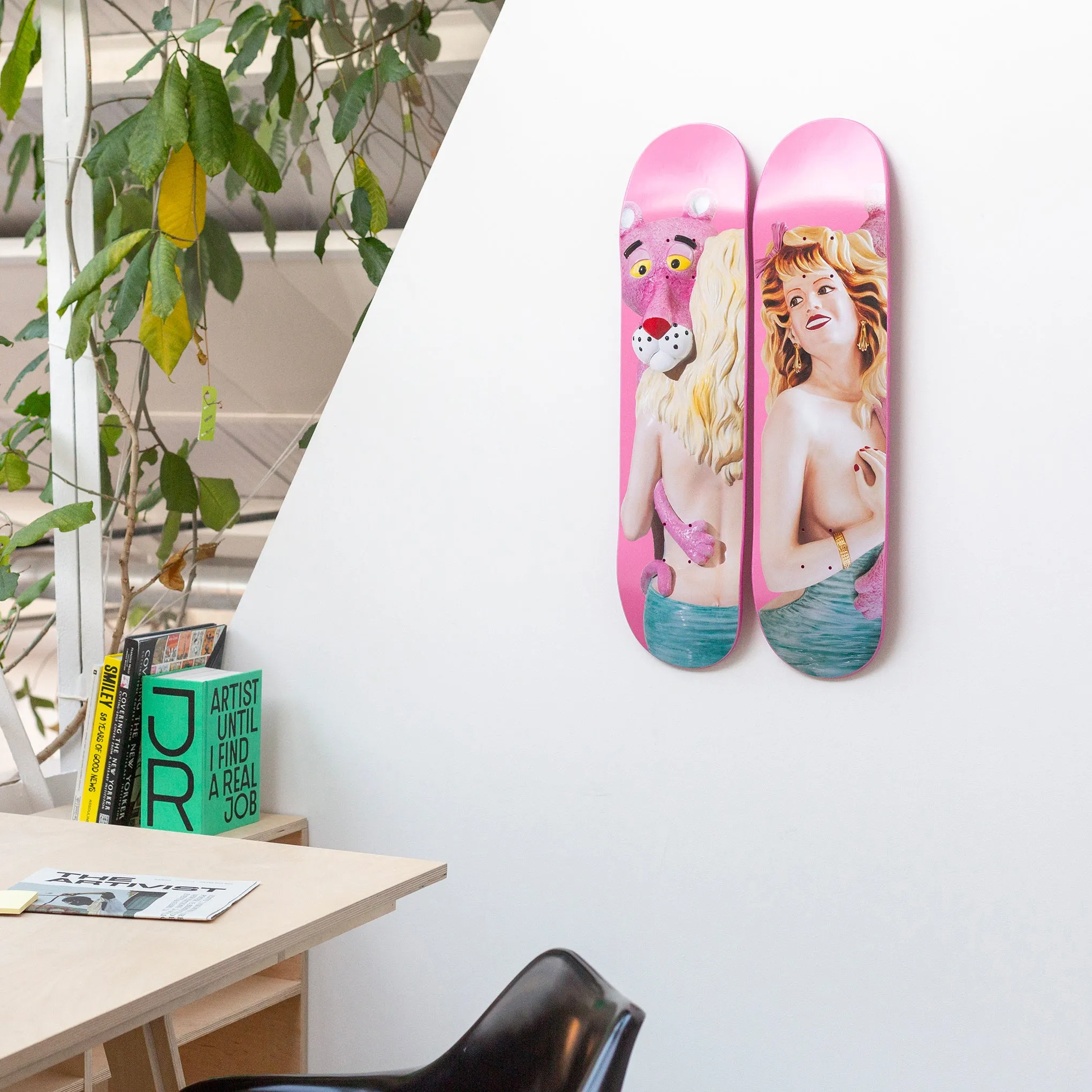 Jeff Koons Pink Panther Skateboard Diptych