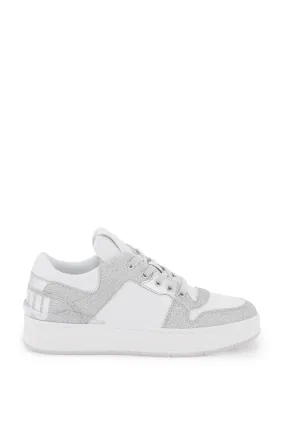 JIMMY CHOO 'florent' glittered sneakers with lettering logo