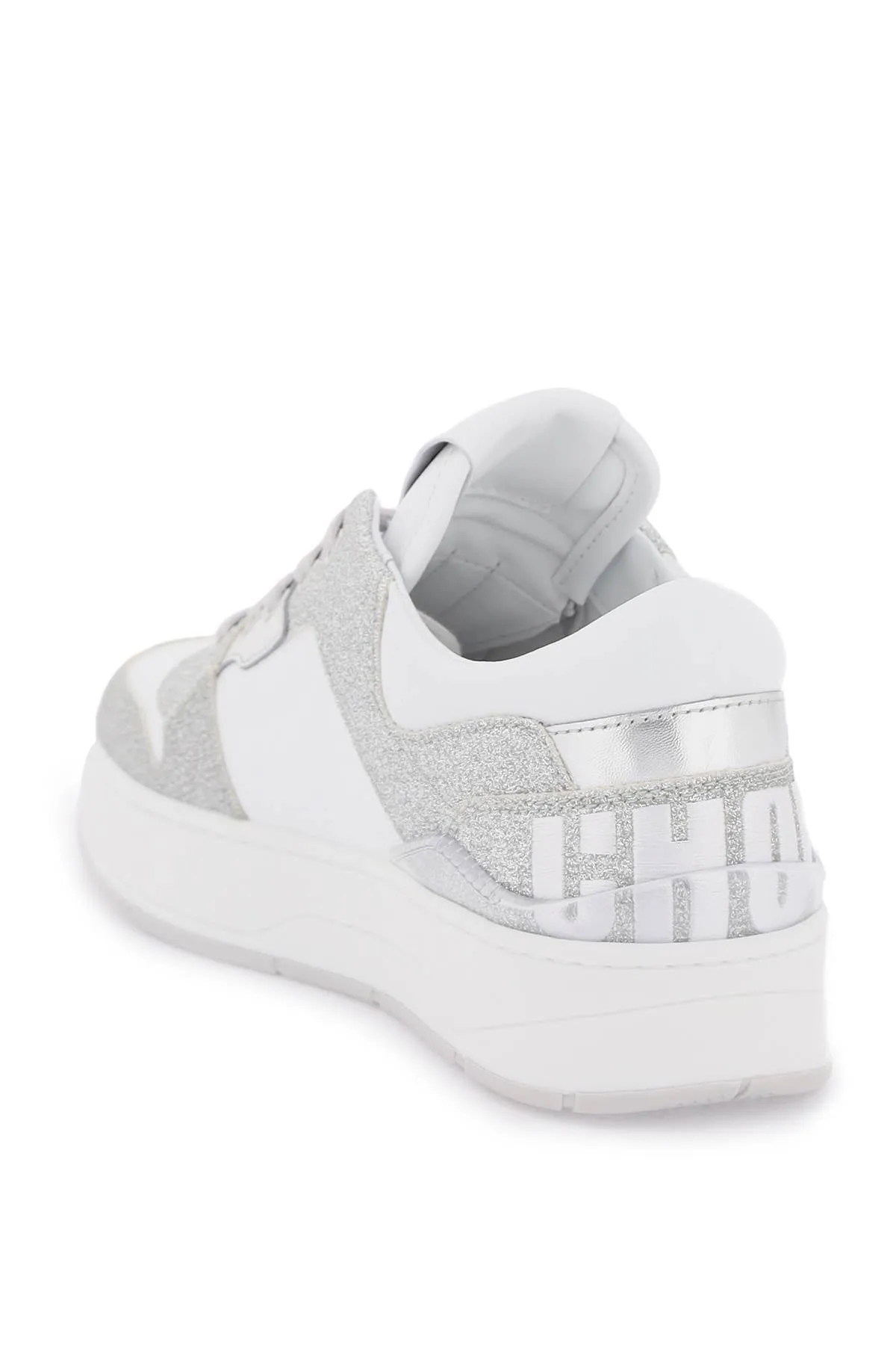 JIMMY CHOO 'florent' glittered sneakers with lettering logo