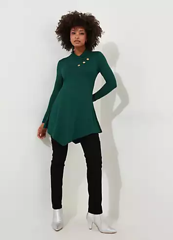 Joe Browns Pleated Neck Asymmetric Long Sleeve Tunic | Grattan