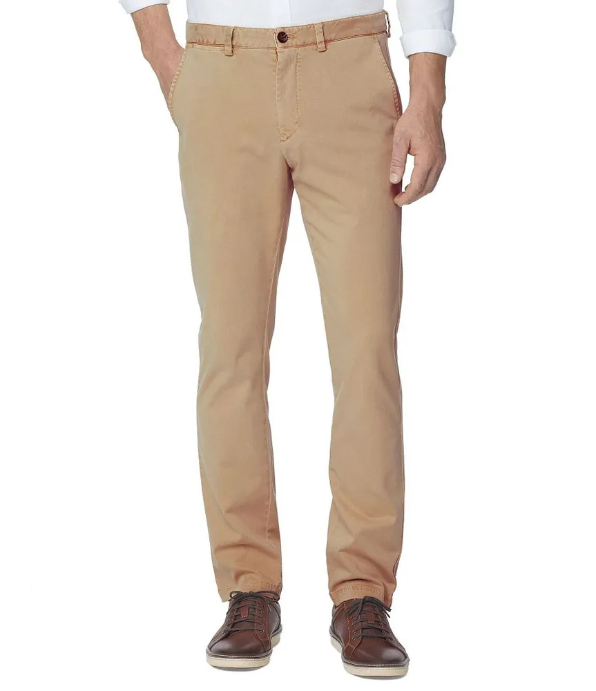 Johnston & Murphy Washed Straight Leg Flat Front Stretch Chino Pants