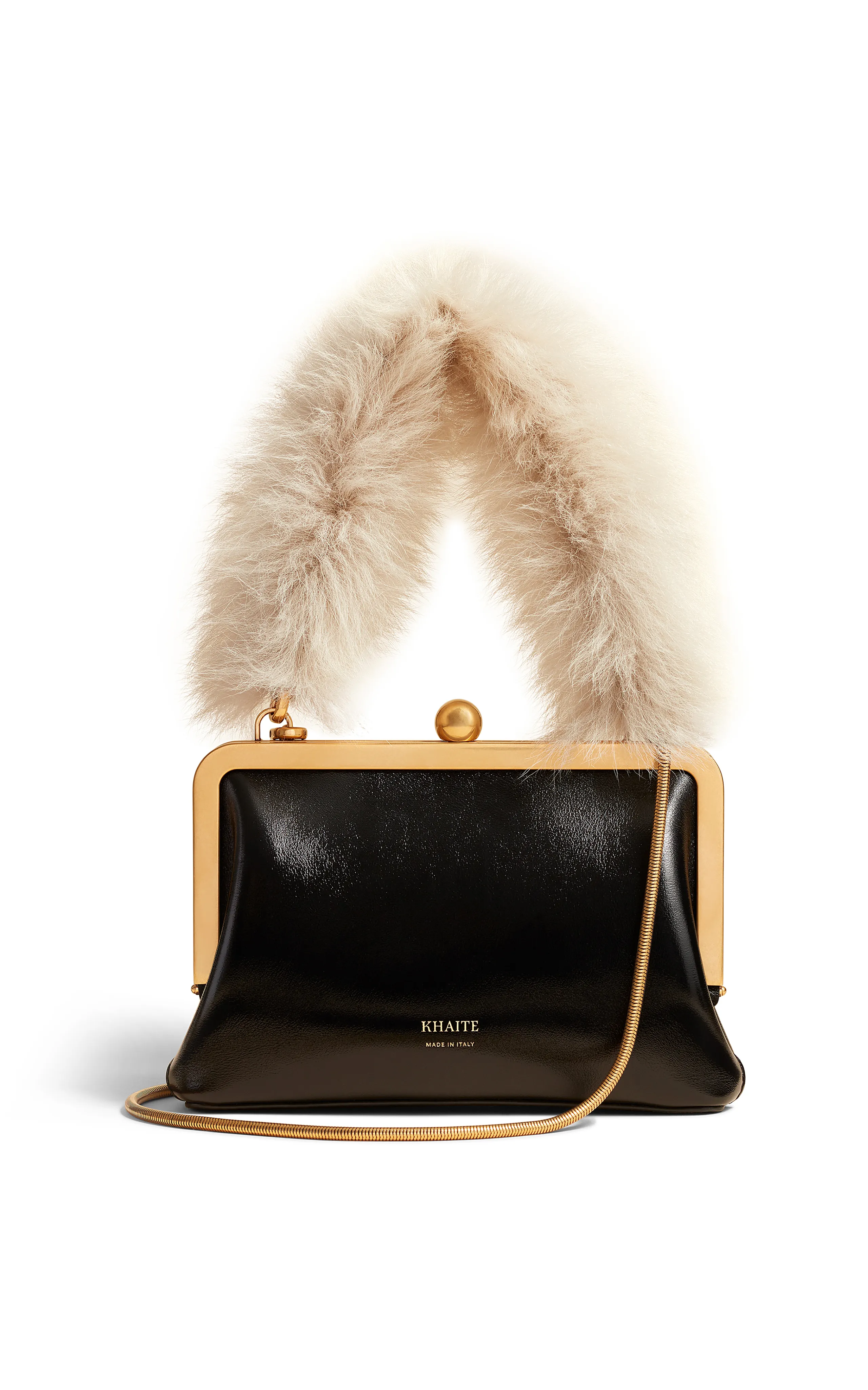 Khaite Lilith Small Shearling-Trimmed Leather Bag