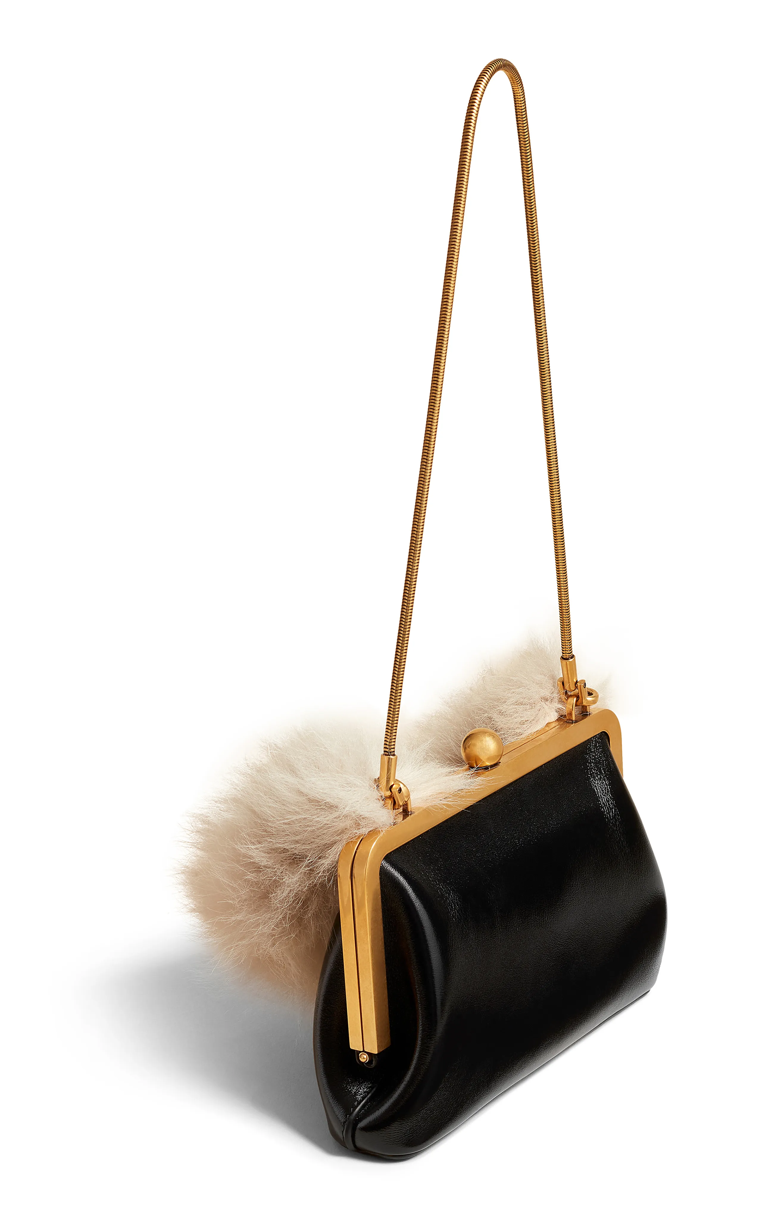 Khaite Lilith Small Shearling-Trimmed Leather Bag