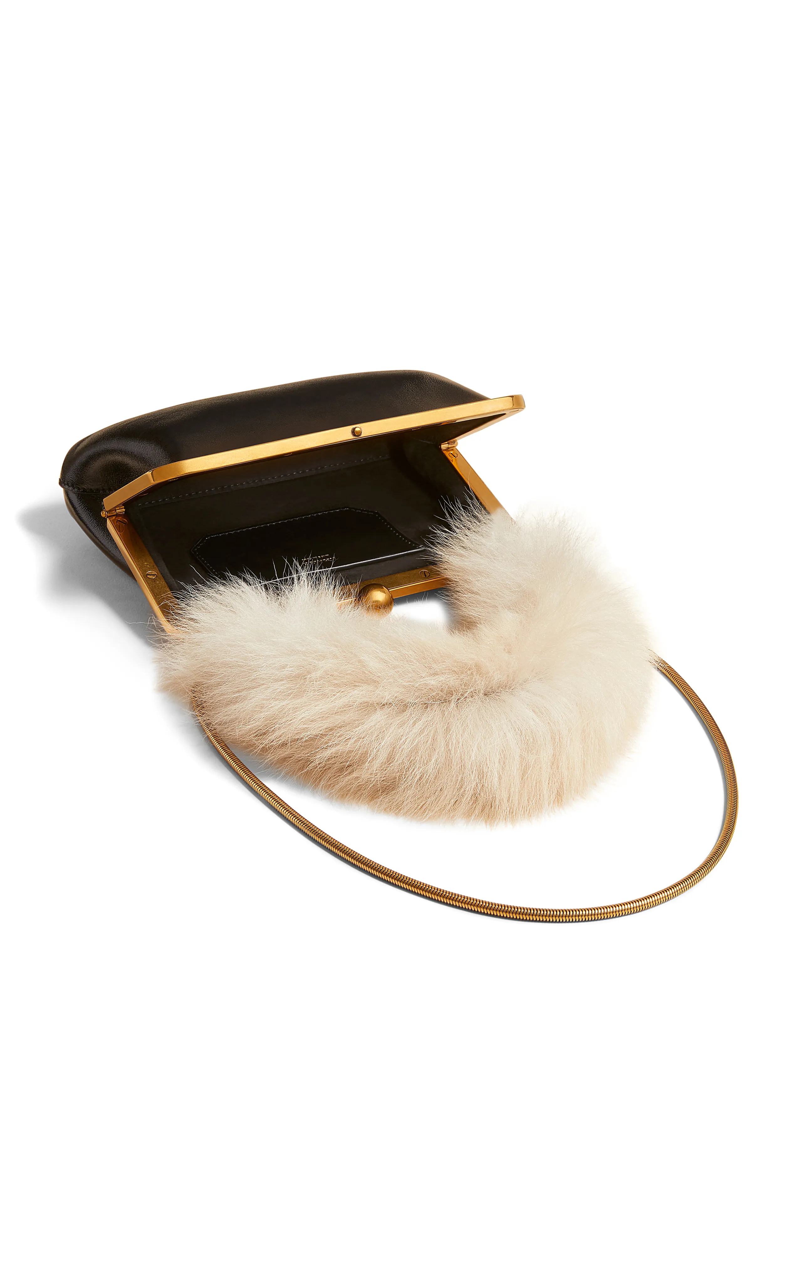 Khaite Lilith Small Shearling-Trimmed Leather Bag