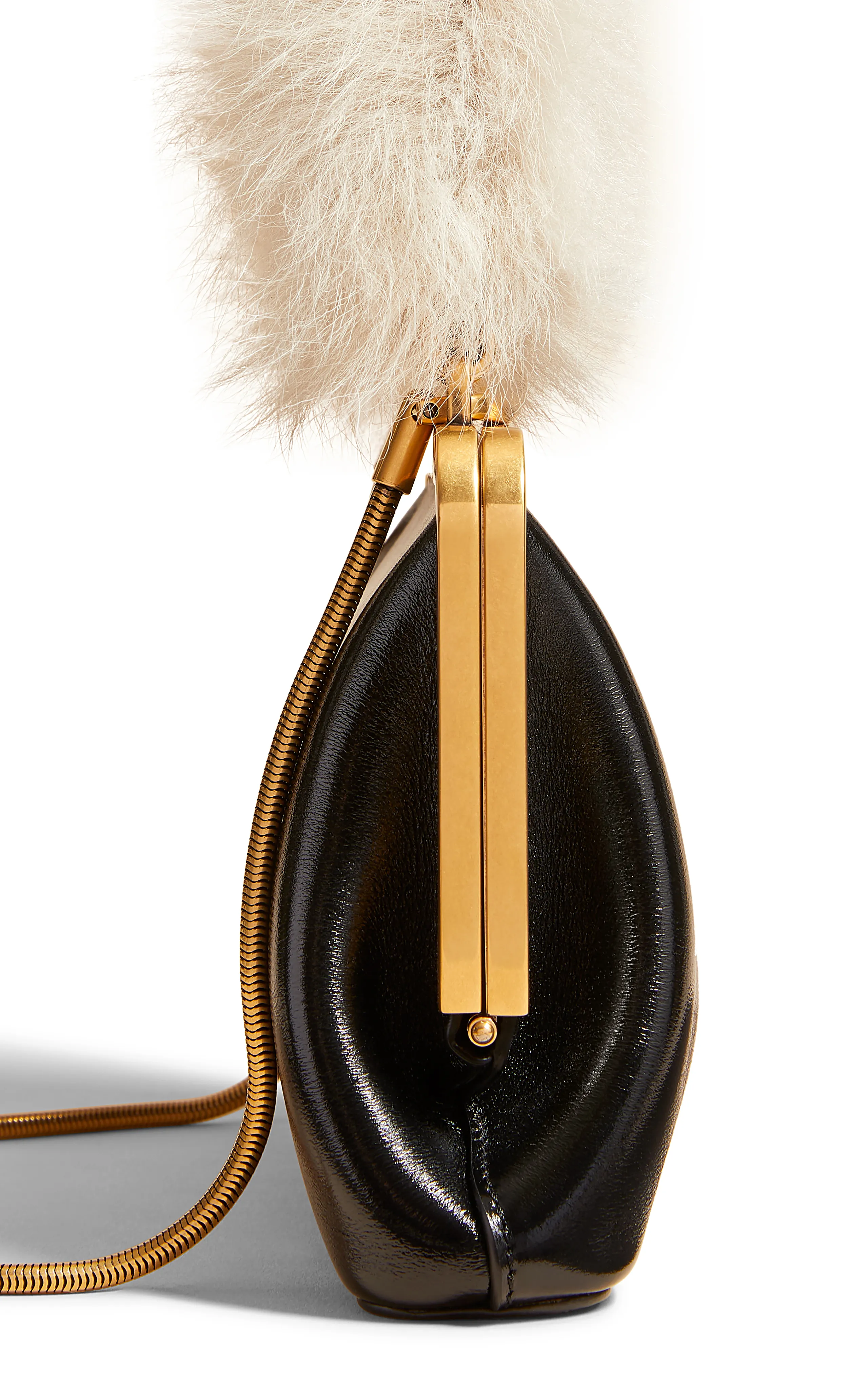 Khaite Lilith Small Shearling-Trimmed Leather Bag