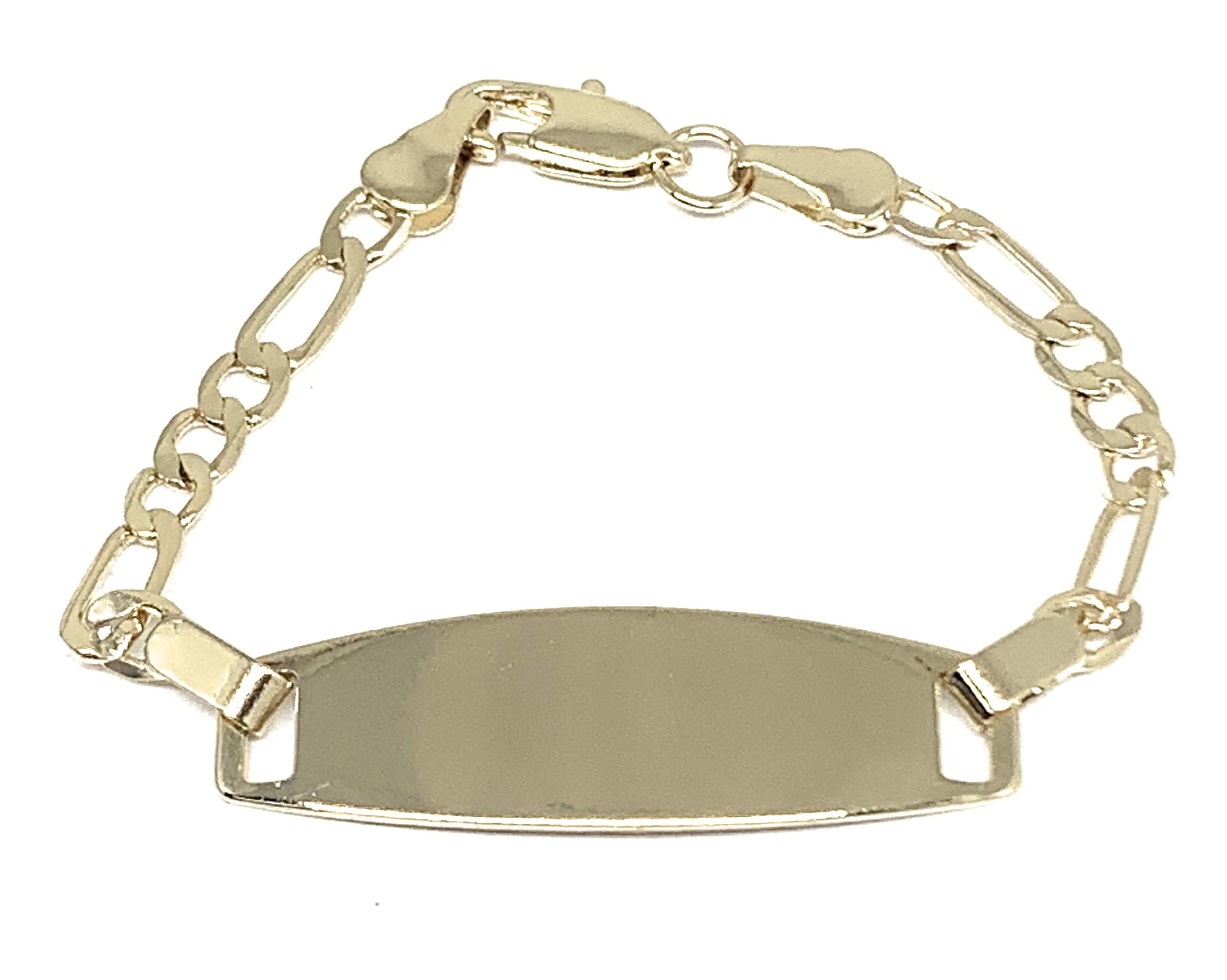 Kids’s Ages 1-6 Gold Plated ID Bracelet 5.5” 3mm Width Esclava