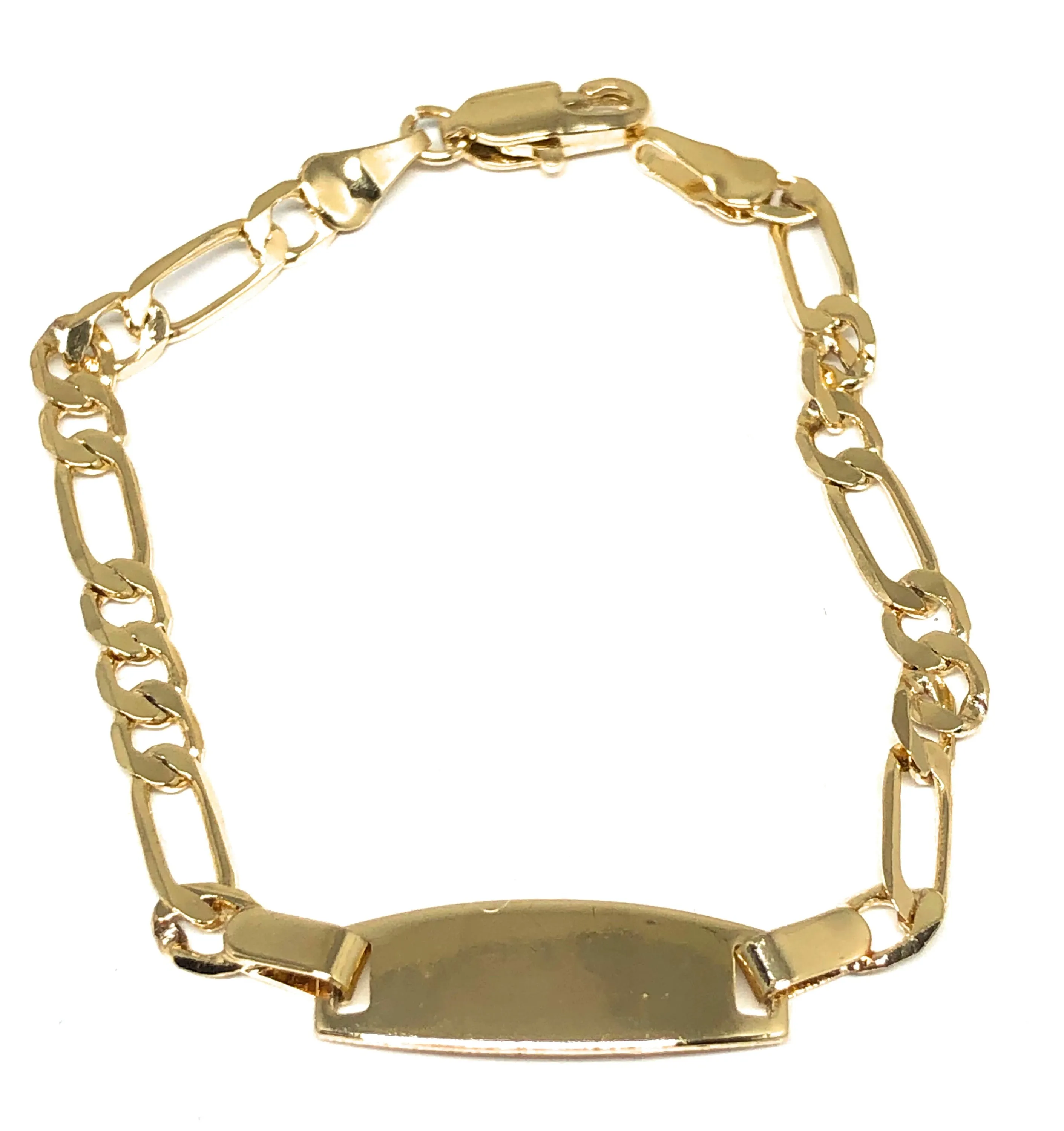 Kids’s Ages 7-13 Gold Plated ID Bracelet 6.5” 3mm Width Esclava