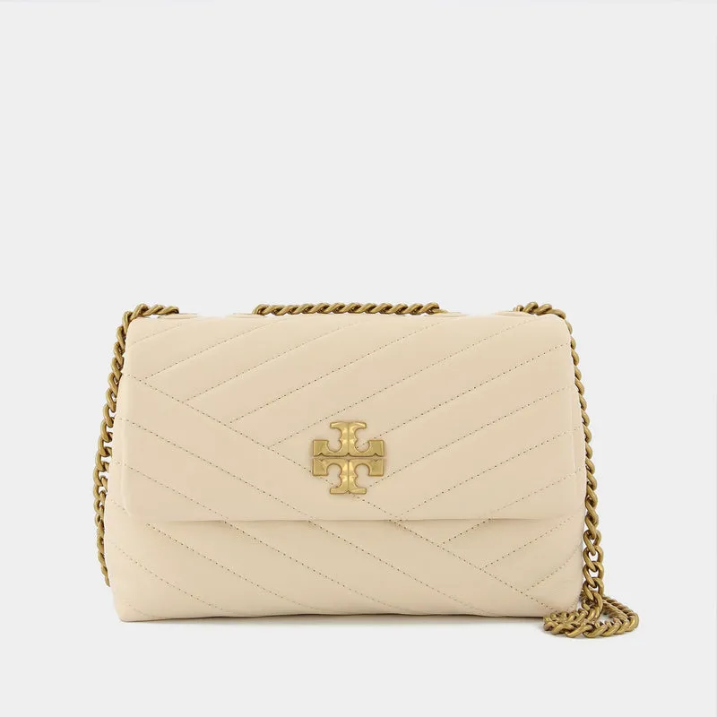 Kira Chevron Small Hobo Bag - Tory Burch -  New Cream - Leather