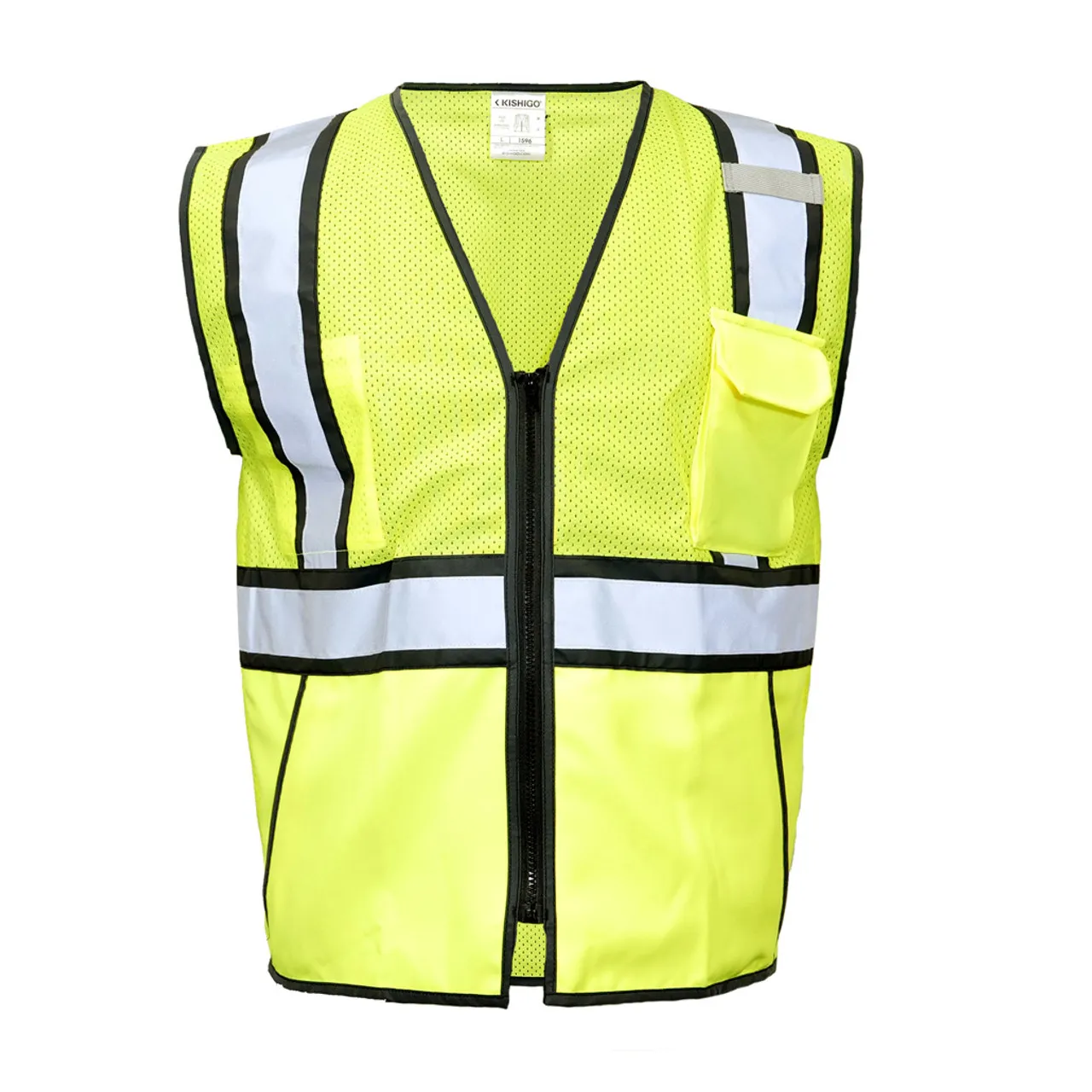 Kishigo Reflective Color Contrast Vest  Lime-Black Class 2 - 1596