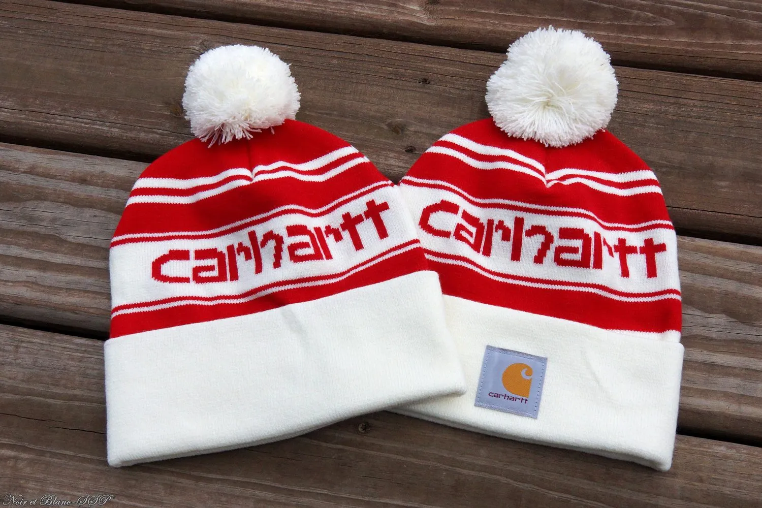 Knit Pom-Pom Cuffed Logo Beanie