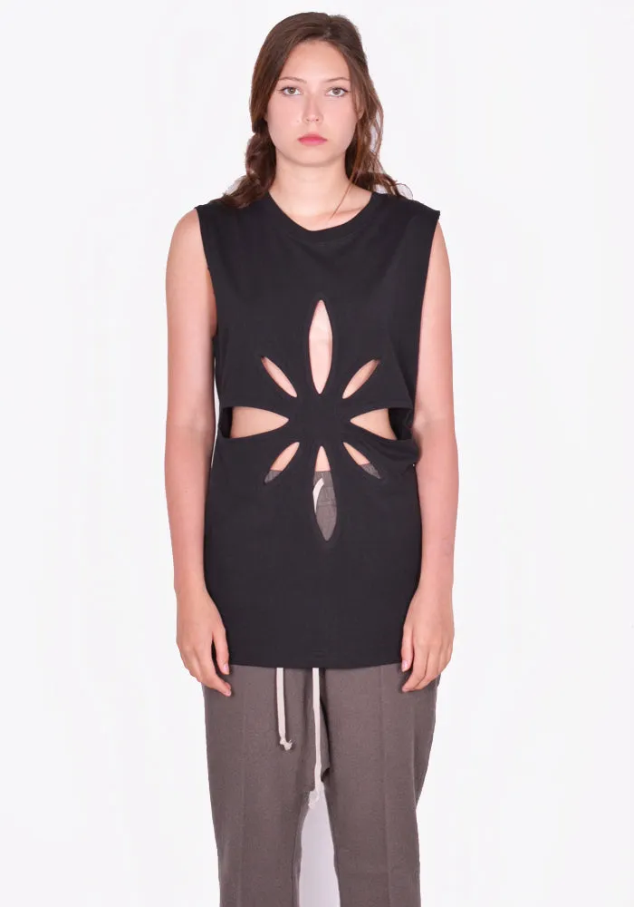 KUSIKOHC KUS4ST01KR-C5001.999 ORIGAMI CUT-OUT SLEEVELESS TOP BLACK (New Season SS24)