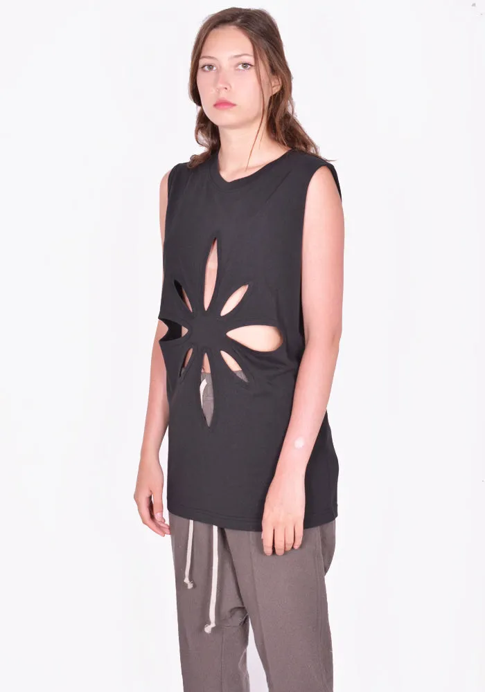 KUSIKOHC KUS4ST01KR-C5001.999 ORIGAMI CUT-OUT SLEEVELESS TOP BLACK (New Season SS24)